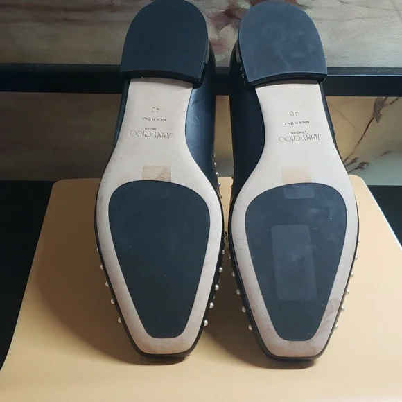 Jimmy Choo Black Studded Flats - Picture 5 of 9